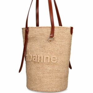 Rabbane raffia tote bag with logo in  natural $650 retail